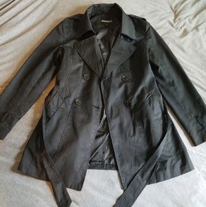 Express Black Double Breasted Trench Coat